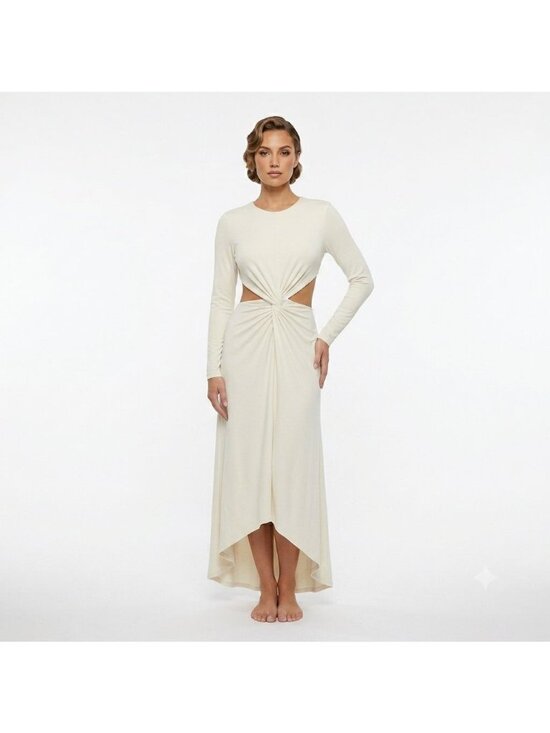 Significant Other Dresses & Skirts - Significant Other Odelia Ivory Long Sleeve Midi Dress Twist Front Women Size 6
